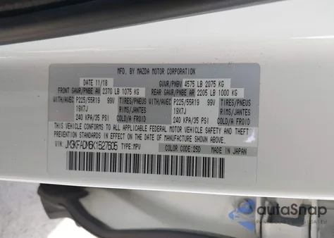 2019 Mazda Cx-5 Grand Touring from USA, damaged, VIN JM3KFADM6K1527605